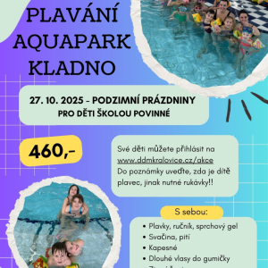 Plavání Aquapark Kladno - podzimní prázdniny